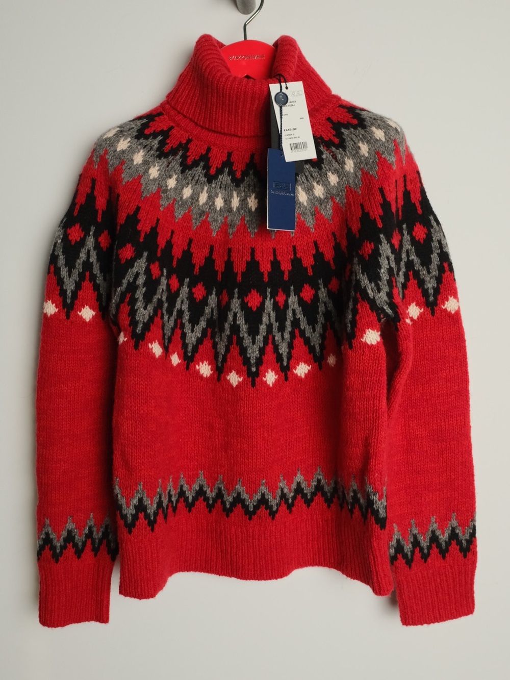 $500 Polo Ralph Lauren Alpaca Wool Fair Isle Chunky Turtleneck Sweater NWT XS
